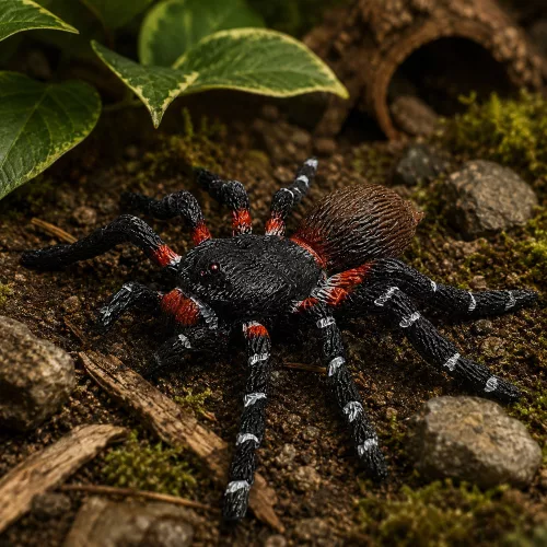 Pók Tarantula Gumifigura Nyújtható Realisztikus Fekete 10 cm