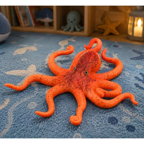Gumi polip figura, nyújtható, valósághű tengeri állat, 12 cm