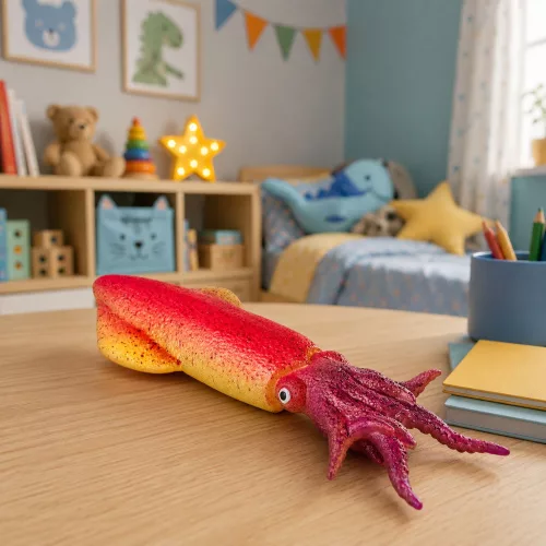 Tintahal gumifigura, nyújtható, valósághű tengeri állat, 14 cm