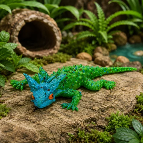 Szarvasgyík gumifigura, nyújtható, valósághű, 20 cm