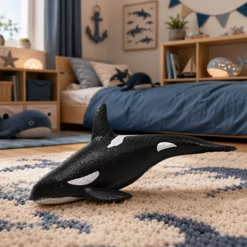 Hal Gumi Kardszárnyú delfin Figura Nyújtható Realisztikus Tengeri Emlős 17,5 cm