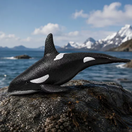 Hal Gumi Kardszárnyú delfin Figura Nyújtható Realisztikus Tengeri Emlős 17,5 cm