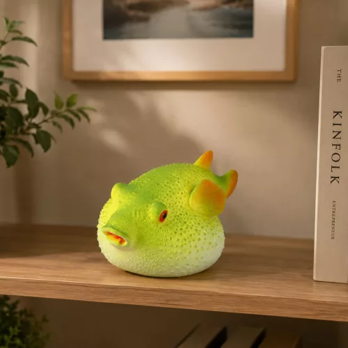 Gömbhal gumifigura, nyújtható, valósághű óceáni hal, 12 cm