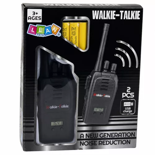 Walkie-talkie USB zajcsökkentő fekete 200M hatótávolságú