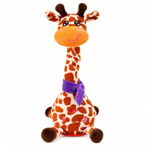 Interaktív Plüss Zsiráf – Táncol, Énekel és Ismétel – Barna, 30 cm