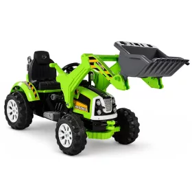   Elektromos Ride On traktor kanállal és kotrógéppel, zöld