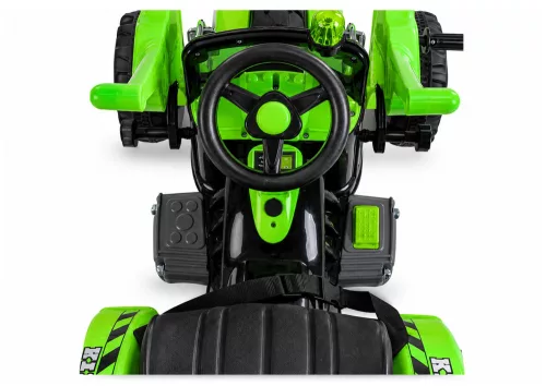 Elektromos Ride On traktor kanállal és kotrógéppel, zöld