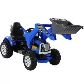 Elektromos Ride On traktor kanállal és kotrógéppel, kék