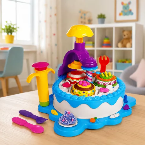 Színes agyagból készült DIY születésnapi parti tortaház