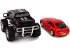 Járműszett Fekete Monster Truck Fehér Lakókocsi 58 cm