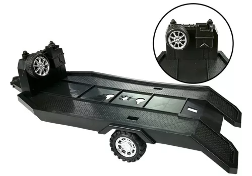 Járműszett Fekete Monster Truck Fehér Lakókocsi 58 cm