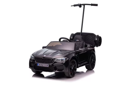 Akkumulátoros BMW M5 kisautó szülői platformmal, fekete lakk