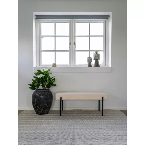 Swindon klupa, buklé, bijela, s crnim nogama, 100x36x42,5 cm