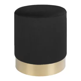 Gamby Velvet Pouf, schwarz mit kupferfarbenem Sockel