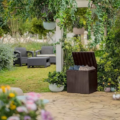 City Kunststoff-Gartenaufbewahrungsbox 113L braun