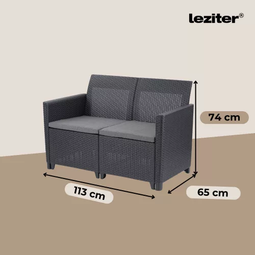 Claire 2 üléses műrattan kerti kanapé