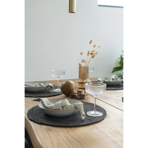 Tischset „Bombay“, Jute-Geflecht, dunkelgrau, rund, 38 cm Durchmesser, 4 Stück