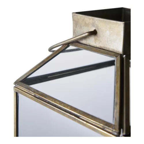 Dekorative Mysore-Laterne, Metall/Glas, antikkupferfarben