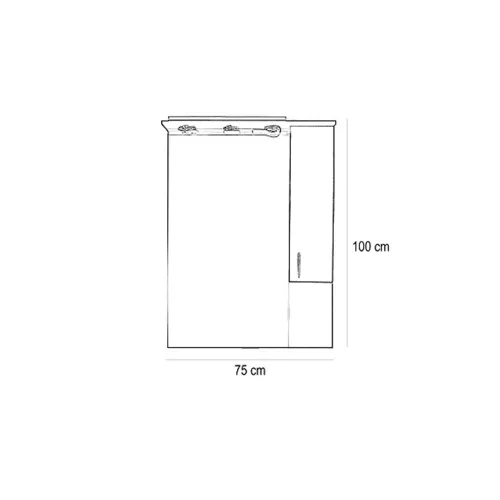 Bianca Plus 75 felsőszekrény, magasfényű fehér színben, jobbos nyitásirány