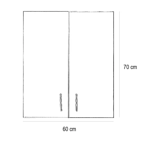 Bianca 60-as Faliszekrény 2 ajtóval, magasfényű fehér színben