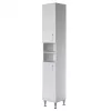 Bianca Plus 30 magas szekrény 2 ajtóval, nyitott, magasfényű fehér színben, univerzális