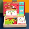 Magnetisches Tangram-Holzspiel mit englischen Karten, mittleres Niveau