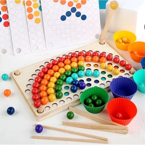 Regenbogenkugel-Mosaikpuzzle Montessori-Holzspielzeug