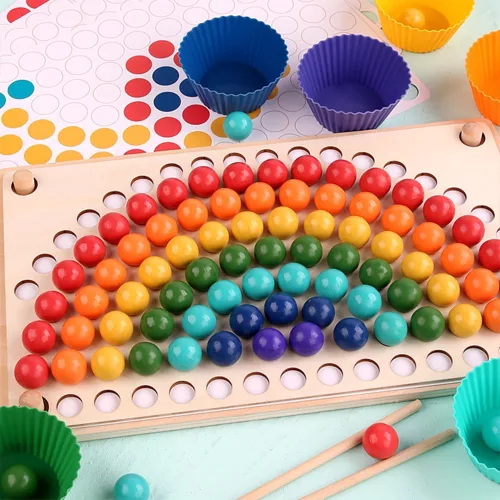 Regenbogenkugel-Mosaikpuzzle Montessori-Holzspielzeug