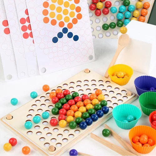 Regenbogenkugel-Mosaikpuzzle Montessori-Holzspielzeug