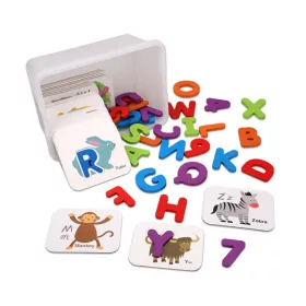 Englisches Lernspiel mit Karten: Buchstaben und Zahlen.