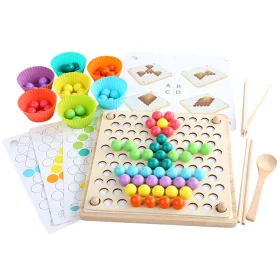 3-in-1-Holzspiel, Kugelpuzzles, fliegendes Schach