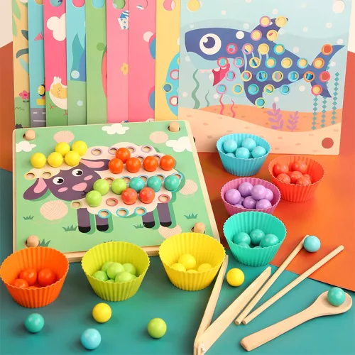 Puzzle mit Kugeln, Montessori-Holzspielzeug