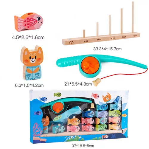 Magnetisches Angelspielzeug aus Holz zum Erlernen der Zahlen