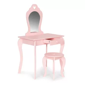Schminktisch aus Holz mit Spiegel für Kinder, rosa