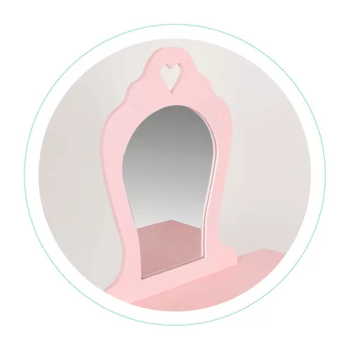Schminktisch aus Holz mit Spiegel für Kinder, rosa