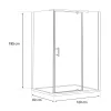 Galatro 80x120 cm asymmetrische Duschkabine ohne Duschwanne