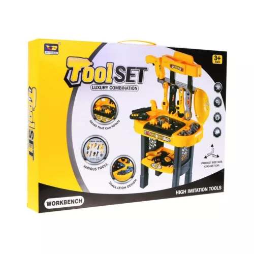 Gyerek szerszámkészlet és szerelőasztal, 23 darabos