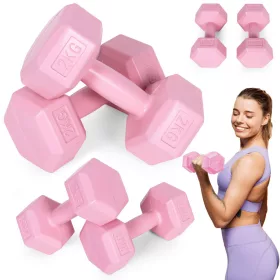 Súprava gantere šesťhranná 2x2 kg ružová