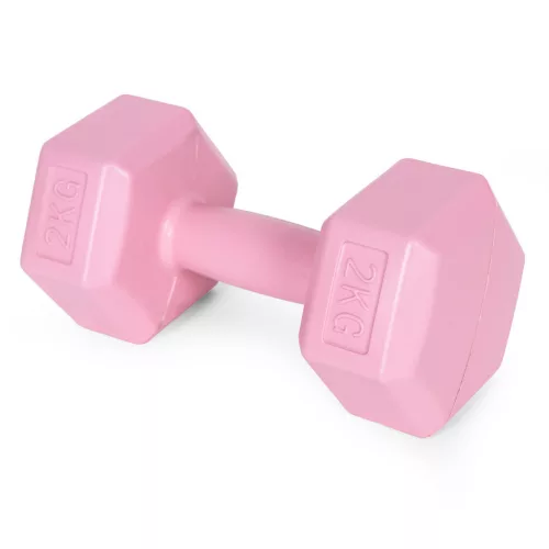 Súprava gantere šesťhranná 2x2 kg ružová