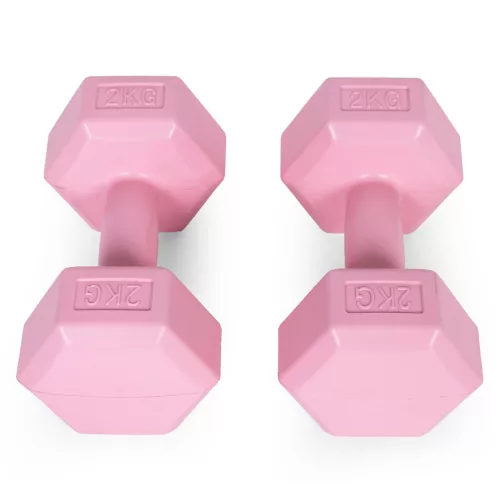 Súprava gantere šesťhranná 2x2 kg ružová