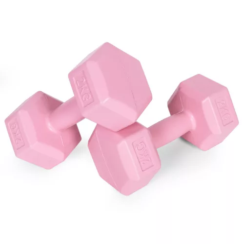 Súprava gantere šesťhranná 2x2 kg ružová