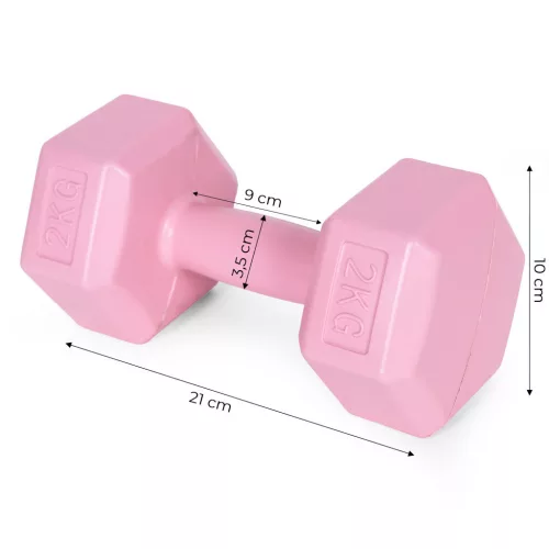 Súprava gantere šesťhranná 2x2 kg ružová