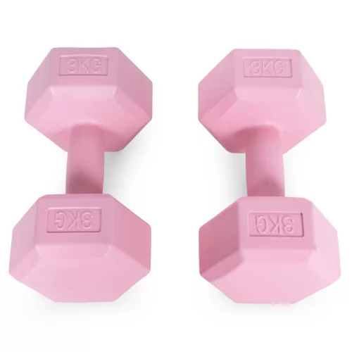 Hex súlyzó szett 2x3 kg rózsaszín