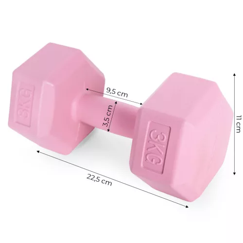 Hex súlyzó szett 2x3 kg rózsaszín