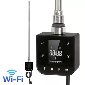   Wifi-s fűtőpatron törölközőszárító radiátorhoz digitális hőfokszabályozóval 800W fekete