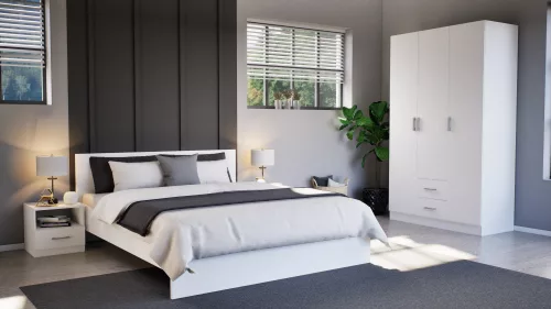 Kleiderschrank Miami, 120 x 205 cm, weiß-weiß
