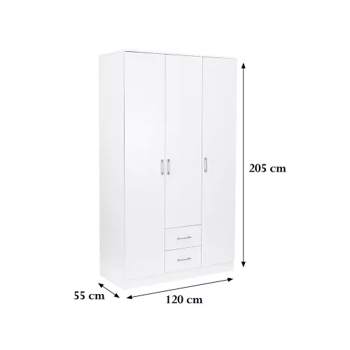 Kleiderschrank Miami, 120 x 205 cm, weiß-weiß