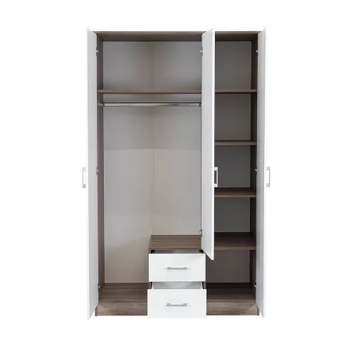 Kleiderschrank Miami, 120 x 205 cm, weiß-York-Eiche