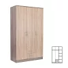 Kleiderschrank Miami, 120 x 205 cm, Sonoma-Eiche-York-Eiche