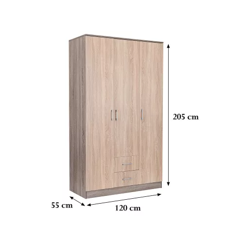 Kleiderschrank Miami, 120 x 205 cm, Sonoma-Eiche-York-Eiche